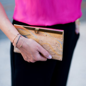 Clutch Hoa Mai // Natur mit Silber & Gold marmoriert