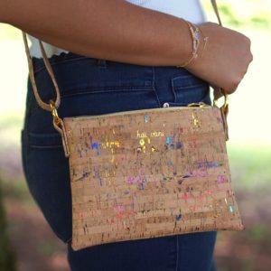 Umhängetasche Hoa Ly // Natur mit Regenbogen und Gold